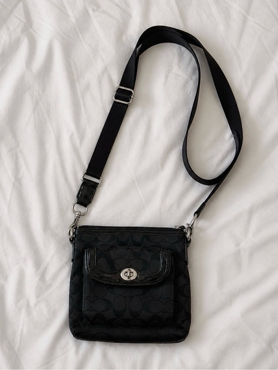 Coach Handbags - Coach Black Crossbody with Signature Jacquard and Silver Hardware